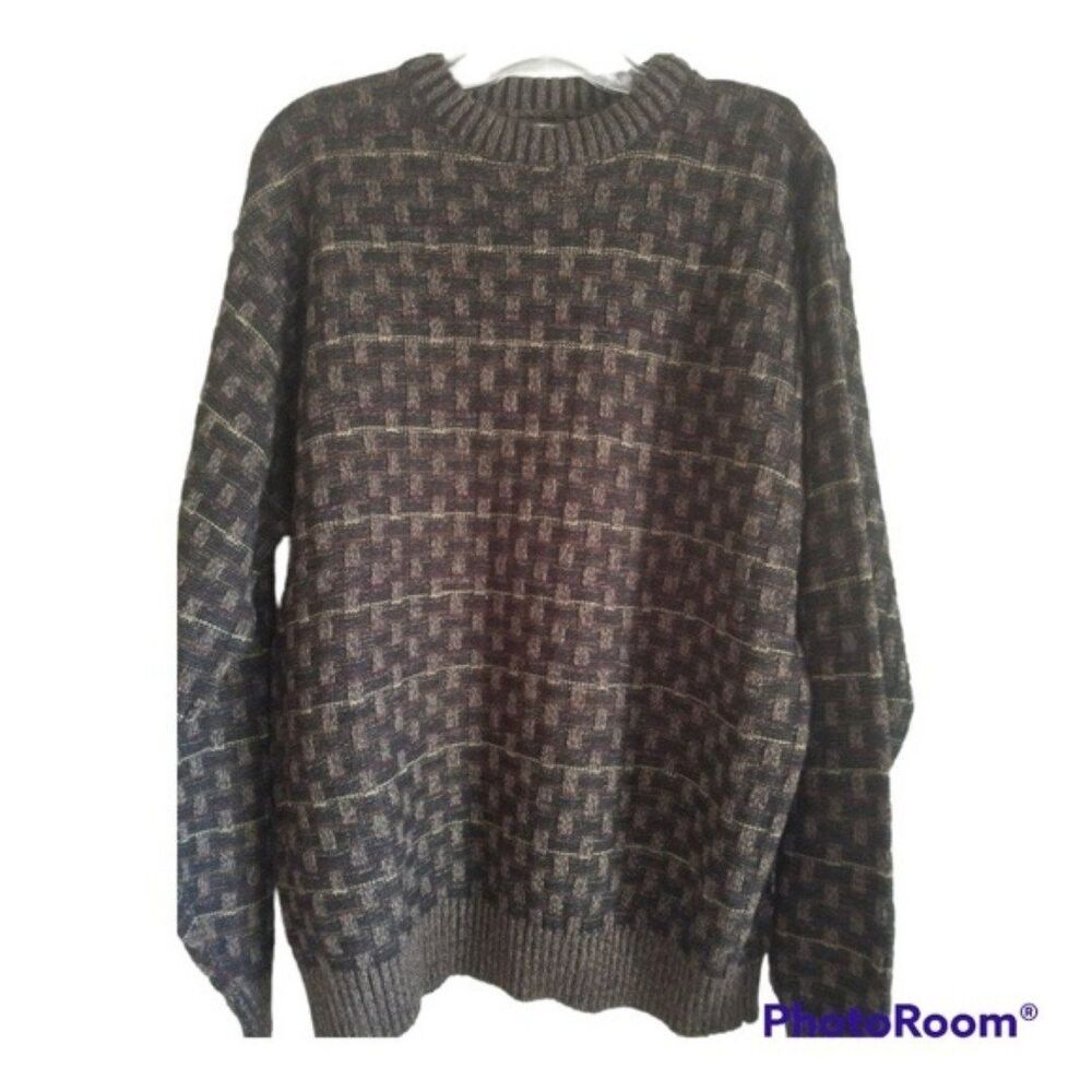 Vintage Munsingwear Men's Brown, Tan, Maroon Sweater Size Medium